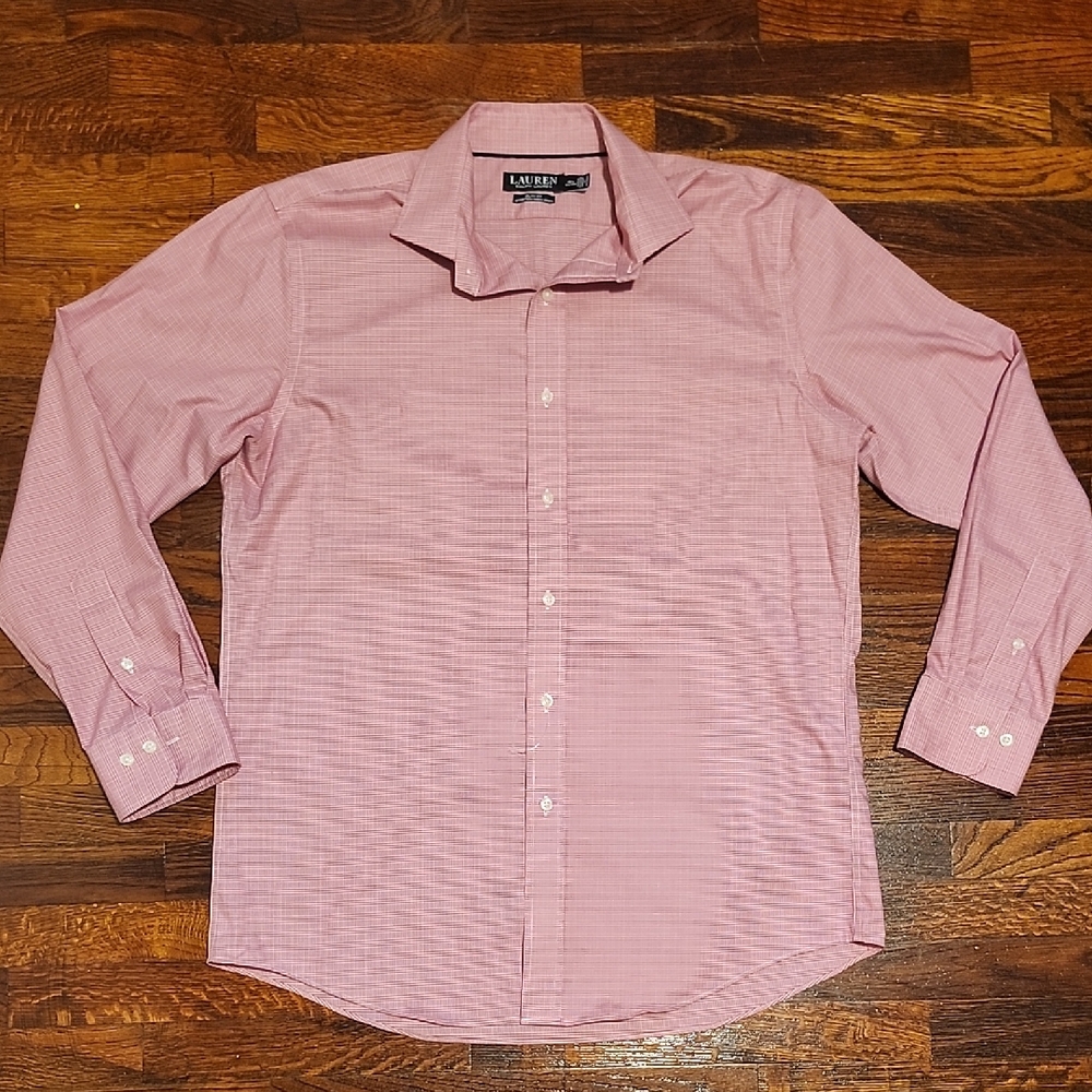NWOT Lauren Ralph Lauren Red Plaid Men's Dress Shirt Slim Fit Stretch Non Iron